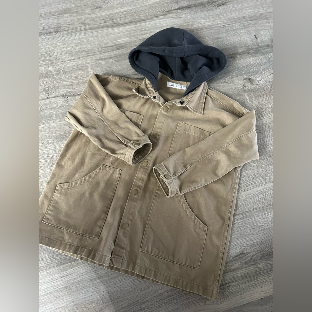 ZARA Boy's Tan Hooded Jacket 7-10y/o